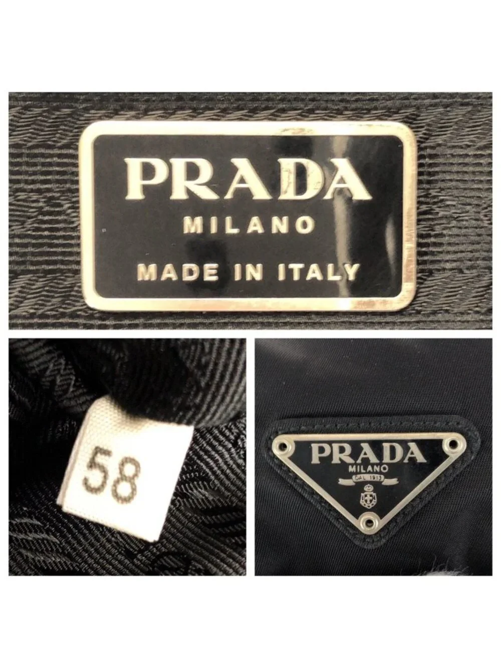 Prada Tessuto Black Silver Nylon Leather Backpack